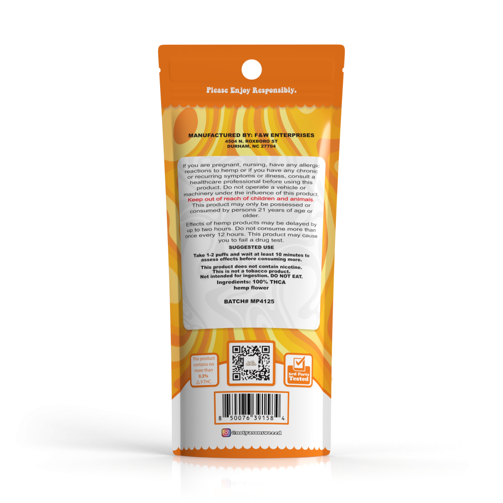 Orange Push Pop THCA Mini Prerolls –2 Pack