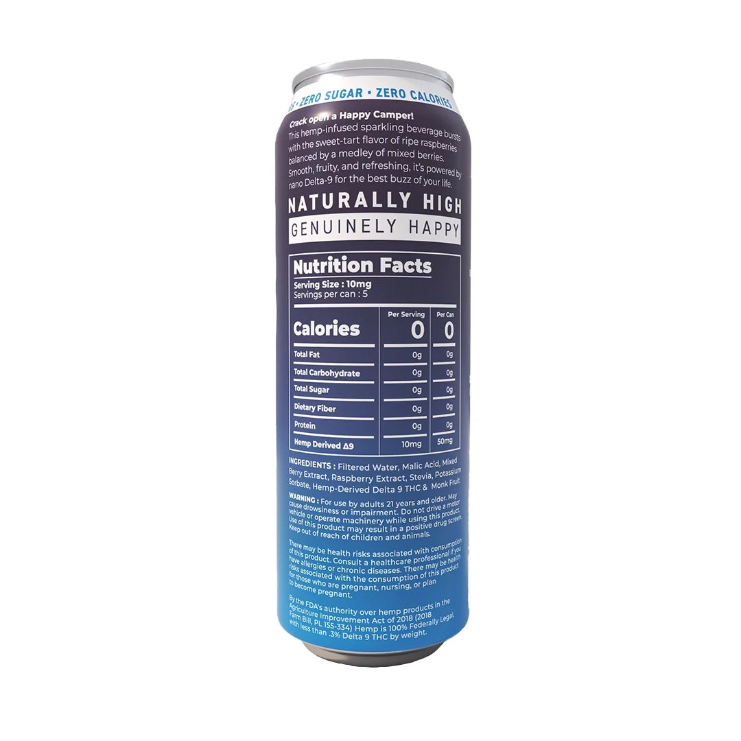Happy Camper Berry Bliss - 50MG D9 THC Extra Strength Sparkling Beverage 12 Pack