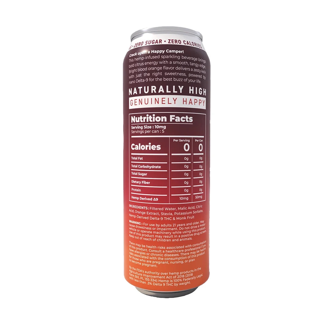 Happy Camper Blood Orange - 50MG D9 THC Extra Strength Sparkling Beverage 12 Pack
