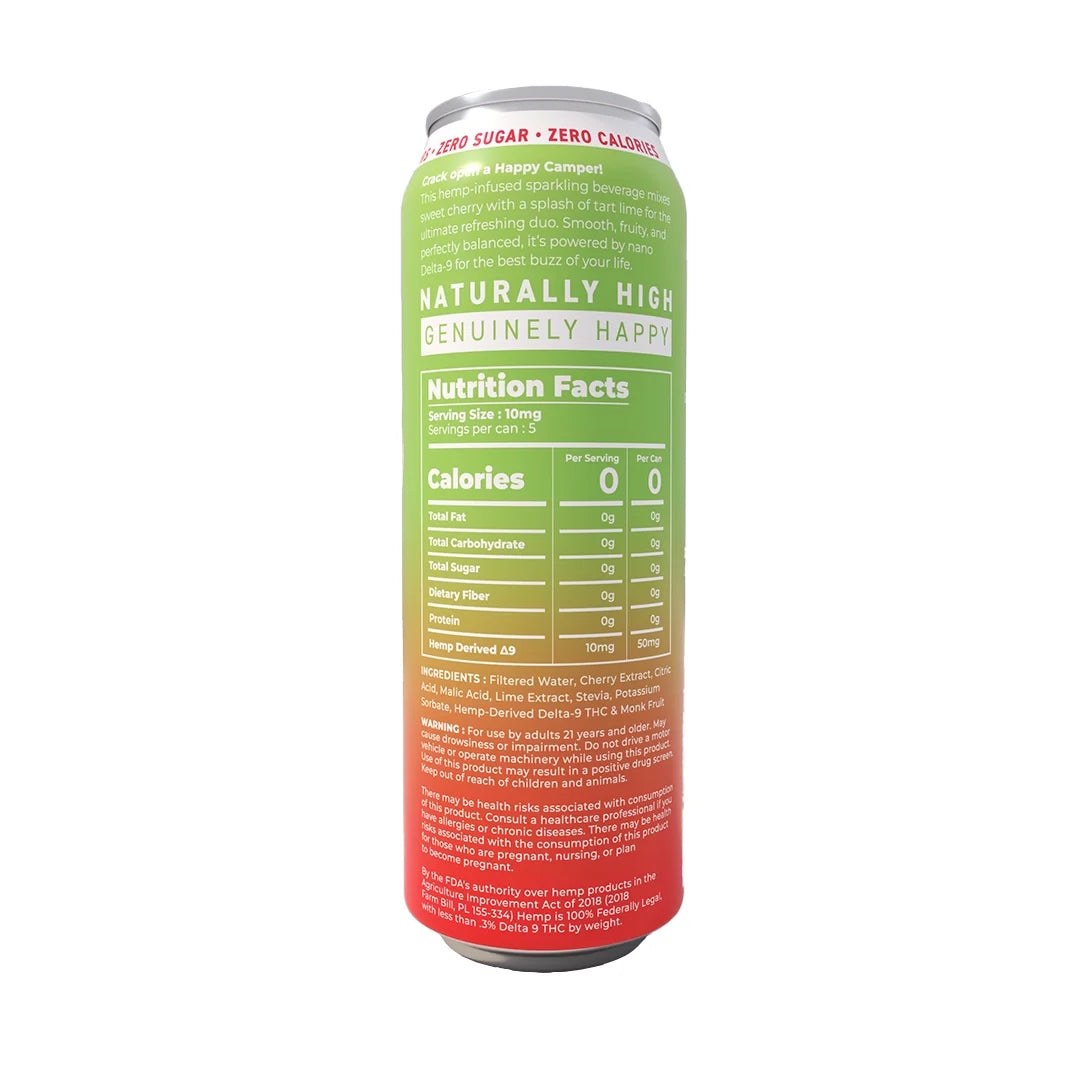 Happy Camper Cherry Limeade - 50MG D9 THC Extra Strength Sparkling Beverage 12 Pack