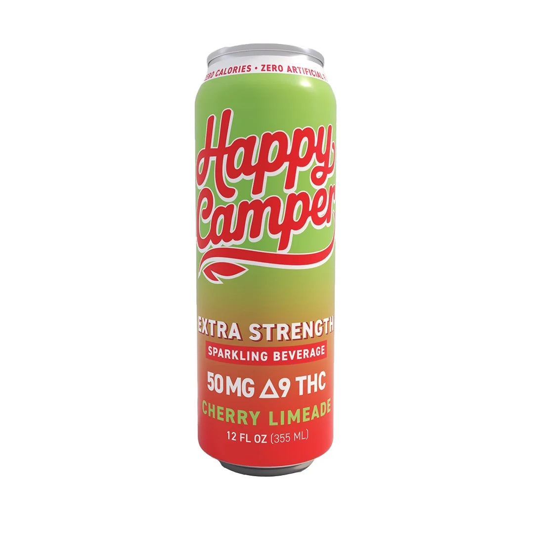 Happy Camper Cherry Limeade - 50MG D9 THC Extra Strength Sparkling Beverage 12 Pack
