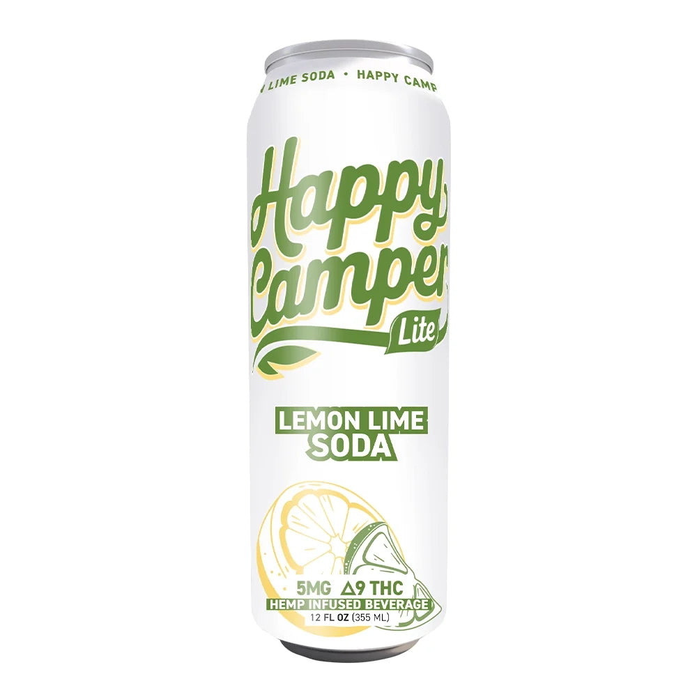 Happy Camper Lemon Lime Soda - 5MG D9 THC Lite Sparkling Beverage 12 Pack