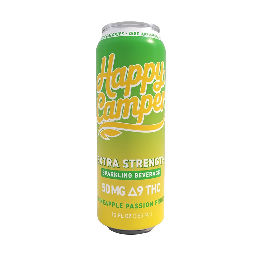 Happy Camper Pineapple Passion Fruit - 50MG D9 THC Extra Strength Sparkling Beverage 12 Pack