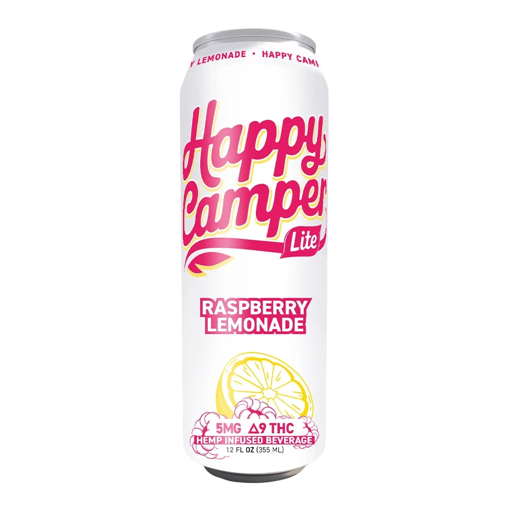 Happy Camper Raspberry Lemonade - 5MG D9 THC Lite Sparkling Beverage 12 Pack